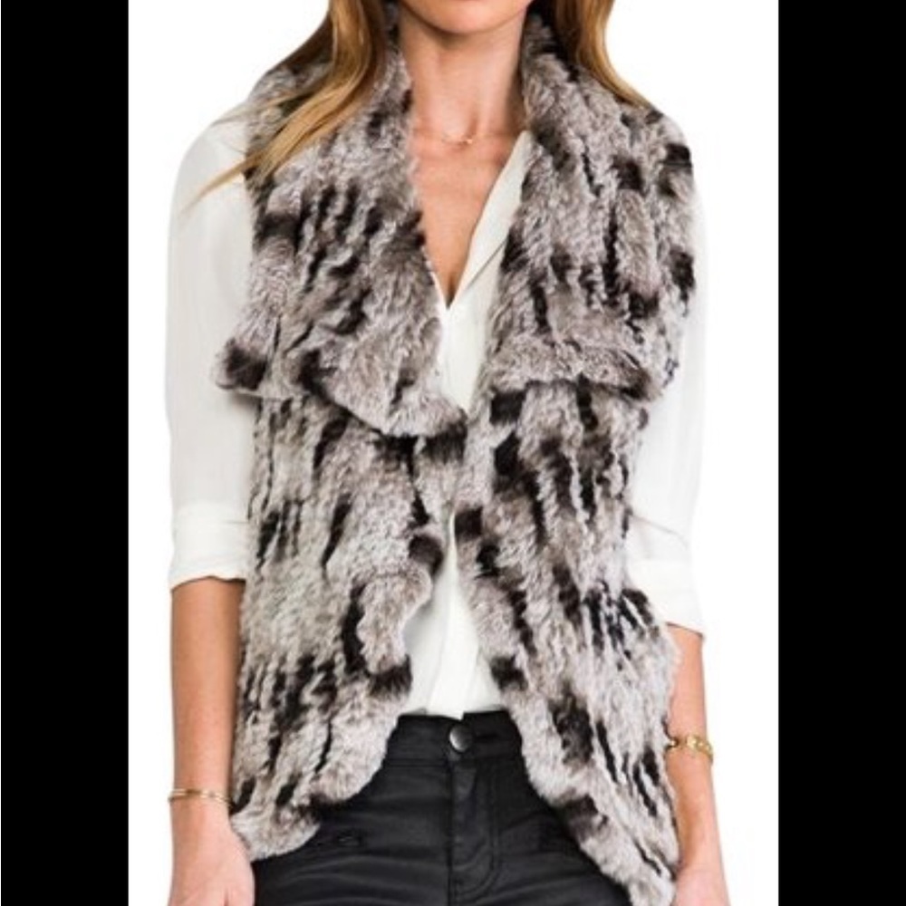 Alice + Olivia Genuine Rabbit Fur Vest Size Medium